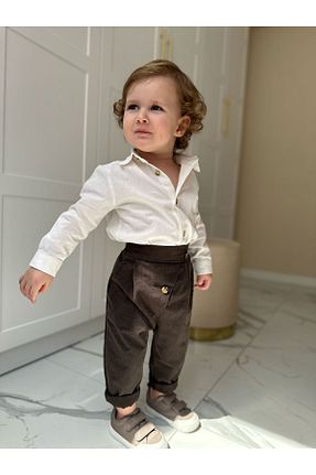 ست بالاتنه و پائین تنه قهوه ای بچه گانه جین favorimkids - کد 927342626