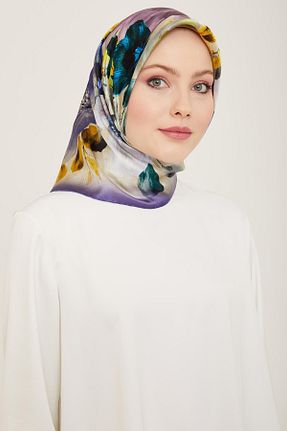 روسری قهوه ای کرپ ساتن ابریشم Armine - کد 808368066