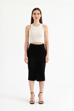 دامن مشکی زنانه الاستین BANNY JEANS - کد 904690355