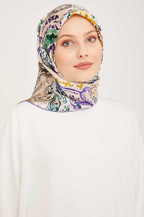 روسری قهوه ای کرپ ساتن ابریشم Armine - کد 851181589