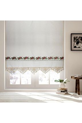 پرده زمینه بژ کتان Demirhan Perde - کد 902655745
