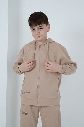 ست گرمکن بژ بچه گانه پاچه زیپ دار HayKids - کد 927370152