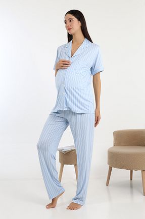 ست لباس راحتی بارداری آبی زنانه مخلوط ویسکون LİKAPA - کد 927348816