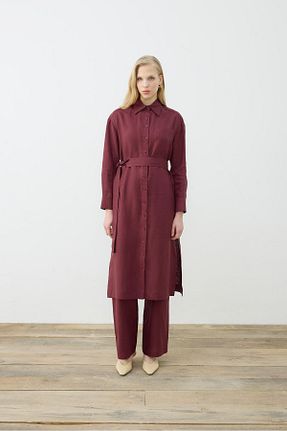 پیراهن زرشکی زنانه رگولار TERZİ DÜKKANI - کد 927374065