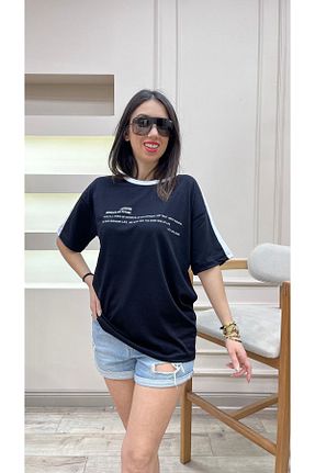 تیشرت مشکی زنانه اورسایز CLAYES - کد 924225592