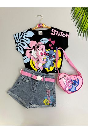 ست بالاتنه و پائین تنه مشکی بچه گانه جین mislina kids - کد 927375954