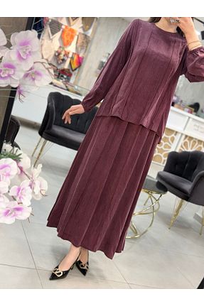 ست بالاتنه و پائین تنه زرشکی زنانه بافتنی clemence - کد 927387201