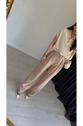 شلوار بژ زنانه بافتنی elif teke - کد 928133362