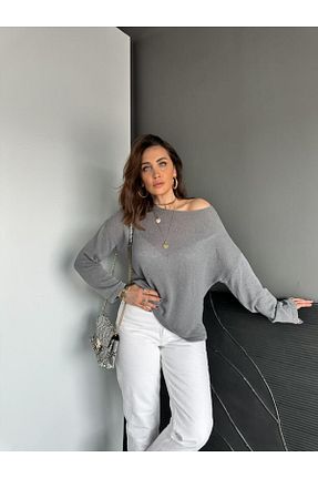 پلیور طوسی زنانه ساده Zerrincan Giyim - کد 927402994
