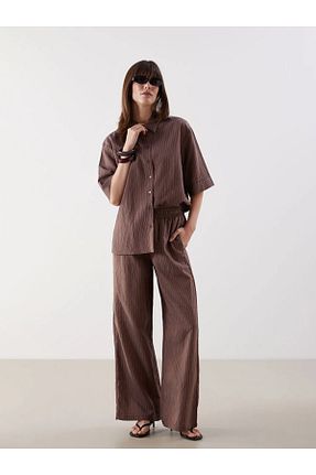 پیراهن زرشکی زنانه یقه کلاسیک LC Waikiki - کد 927438245