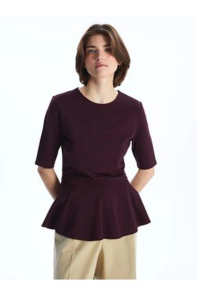 بلوز زرشکی زنانه ساده LC Waikiki - کد 927421005