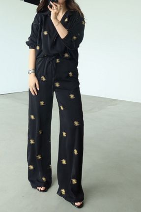 ست بالاتنه و پائین تنه مشکی زنانه بافتنی Suzi - کد 927420984