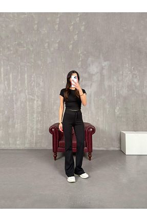 ست بالاتنه و پائین تنه مشکی زنانه بافتنی Gaus - کد 927467830