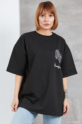 تیشرت مشکی زنانه اورسایز Caddebostan Moda - کد 927507732