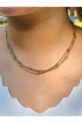 گردنبند استیل ( فولاد ) طلائی زنانه استیل (فولاد) nss sky rock - کد 897114269