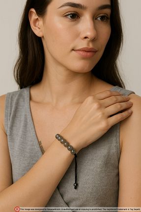 دستبند جواهر طوسی زنانه سنگ طبیعی TAŞ SEPETİ - کد 927512505