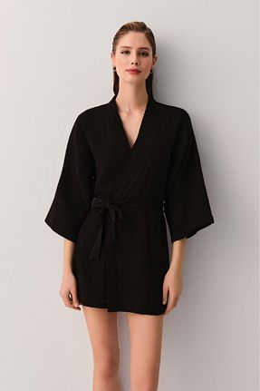 کیمونو و کافتان مشکی زنانه بافتنی Suwen - کد 927550170