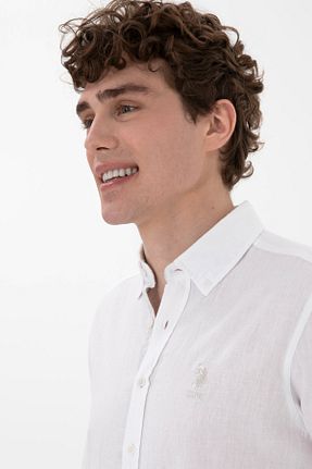 پیراهن سفید مردانه یقه دکمه دار U.S. Polo Assn. - کد 927528653