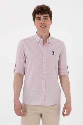 پیراهن زرشکی مردانه یقه دکمه دار U.S. Polo Assn. - کد 927528353