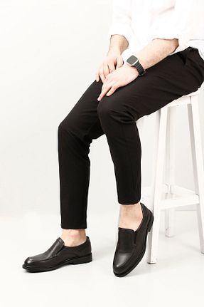 کفش کژوال مشکی مردانه چرم خالص GÖNDERİ(R) - کد 683356171