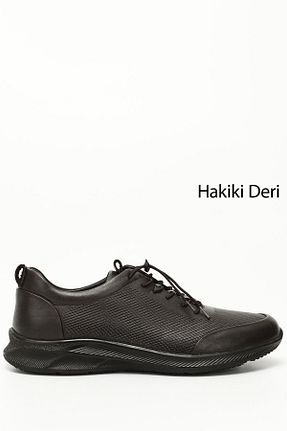 کفش اسنیکر قهوه ای مردانه چرم اصل GÖNDERİ(R) - کد 868646039