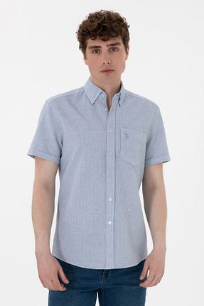 پیراهن آبی مردانه یقه پیراهنی U.S. Polo Assn. - کد 927528643