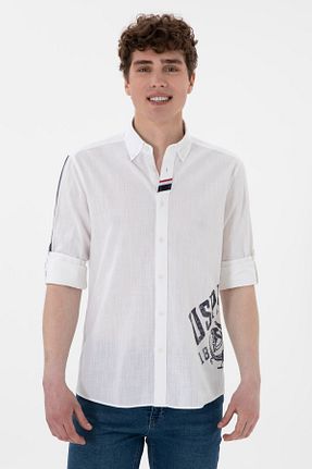 پیراهن سفید مردانه یقه دکمه دار U.S. Polo Assn. - کد 927528170