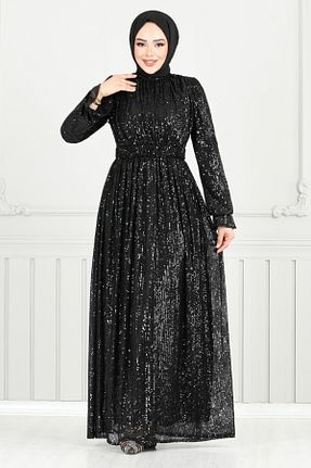 لباس مجلسی حجاب مشکی زنانه یقه ایستاده ModaMerve - کد 927528904