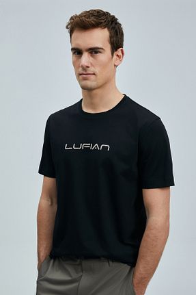 تیشرت مشکی مردانه یقه دوچرخه Lufian - کد 925090085