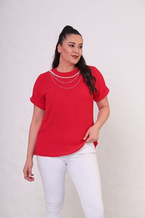 بلوز سایز بزرگ قرمز زنانه سایز بزرگ tarzımsüper - کد 922474325