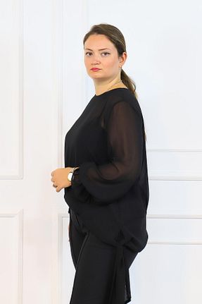 بلوز سایز بزرگ مشکی زنانه گشاد Bedrinxxl - کد 927566229