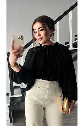 بلوز مشکی زنانه ساده Oslove - کد 927565020