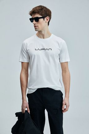 تیشرت سفید مردانه یقه دوچرخه Lufian - کد 925090537