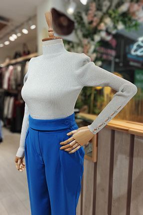 بلوز طوسی زنانه یقه نیم ماهیگیر Eswomes - کد 927569488