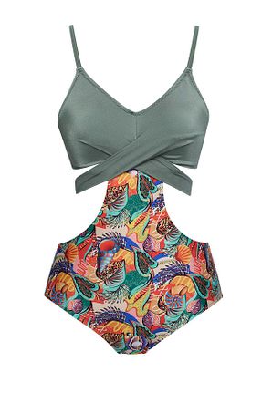 مایوکینی خاکی زنانه طرح دار SAILOR moda - کد 927574086