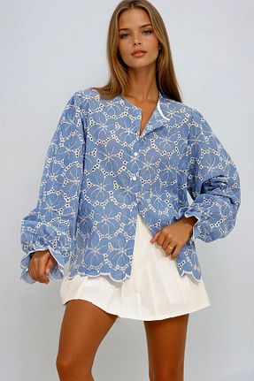بلوز آبی زنانه رگولار VAGGON - کد 927568911
