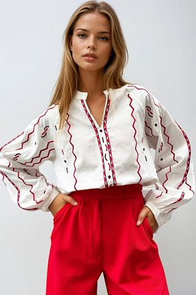بلوز سفید زنانه رگولار VAGGON - کد 927569289