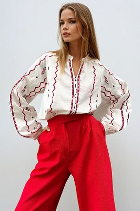 بلوز سفید زنانه رگولار VAGGON - کد 927569289
