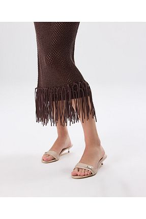 دمپائی بژ زنانه پاشنه نازک Twist - کد 927585122