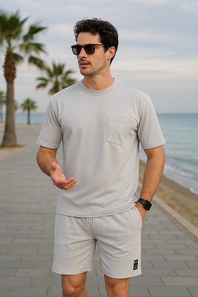 ست بالاتنه و پائین تنه طوسی مردانه بافتنی Pobudo - کد 835909078