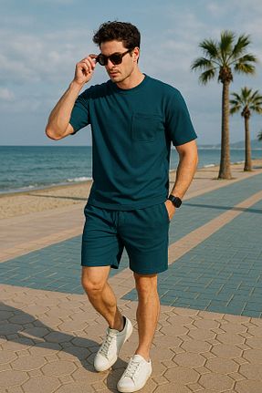 ست بالاتنه و پائین تنه آبی مردانه بافتنی Pobudo - کد 835910097