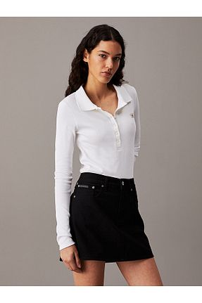 بادی سفید زنانه یقه پولو Calvin Klein - کد 927582527