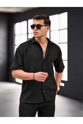 پیراهن مشکی مردانه یقه پیراهنی Valiberta - کد 738551418