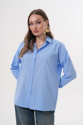 پیراهن آبی زنانه اورسایز Laressi - کد 927592444