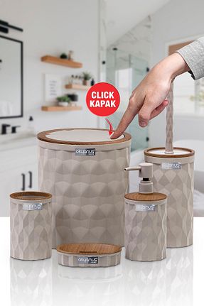 ست حمام قهوه ای پلاستیک Okyanus Home - کد 358543378