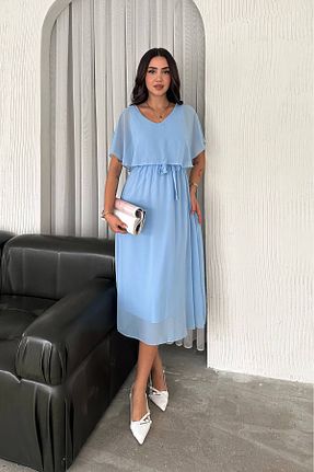 لباس آبی زنانه بافتنی XXL BUTİK - کد 927598303