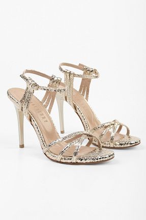 کفش پاشنه بلند کلاسیک طلائی زنانه چرم مصنوعی Shoeberry - کد 927598187