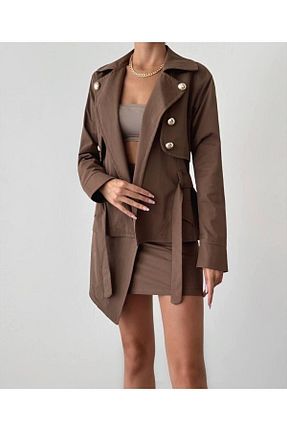 ست بالاتنه و پائین تنه قهوه ای زنانه بافتنی Misscix - کد 865565127
