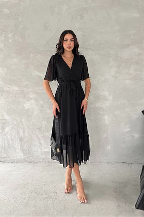لباس مشکی زنانه بافت XXL BUTİK - کد 927599095