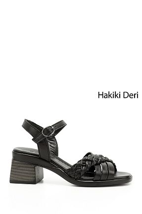صندل مشکی زنانه پاشنه ضخیم GÖNDERİ(R) - کد 818224627